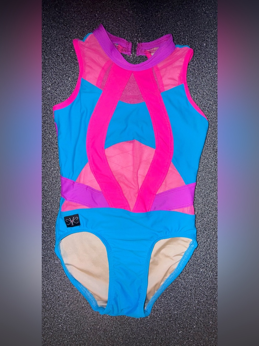 Kandi Kouture Dance Leotard Neon Pink/Teal Size Child X-Large